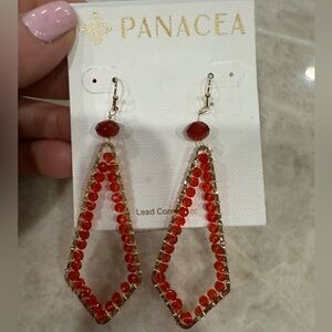 Panacea Red Geometric Earrings
